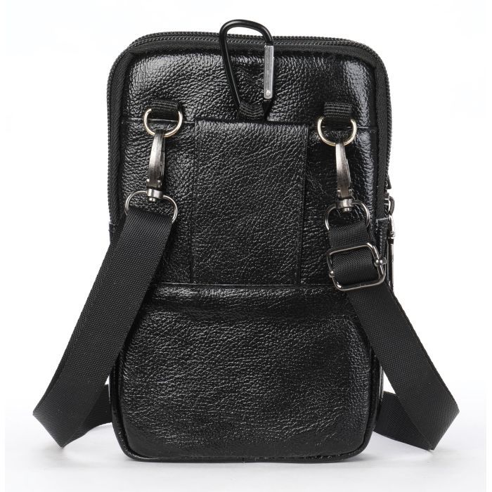 Сумка Vintage Небольшая кожаная поясная Черная (20359) изображение 6