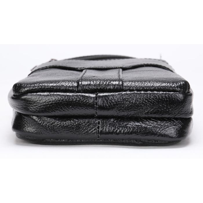 Сумка Vintage Небольшая кожаная поясная Черная (20359) изображение 7