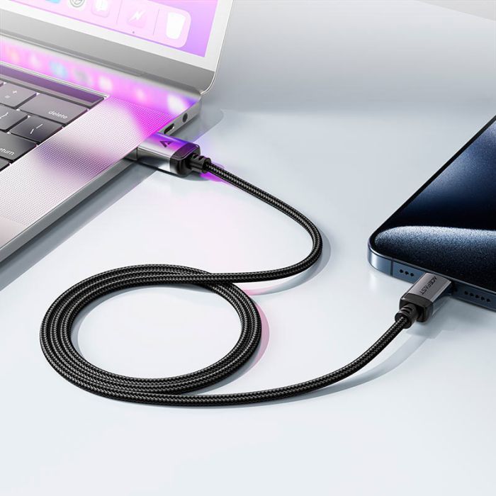 Дата кабель USB-C to USB-C 1.2m 3A aluminum alloy C20-03 Black Acefast (6974316283775) изображение 7