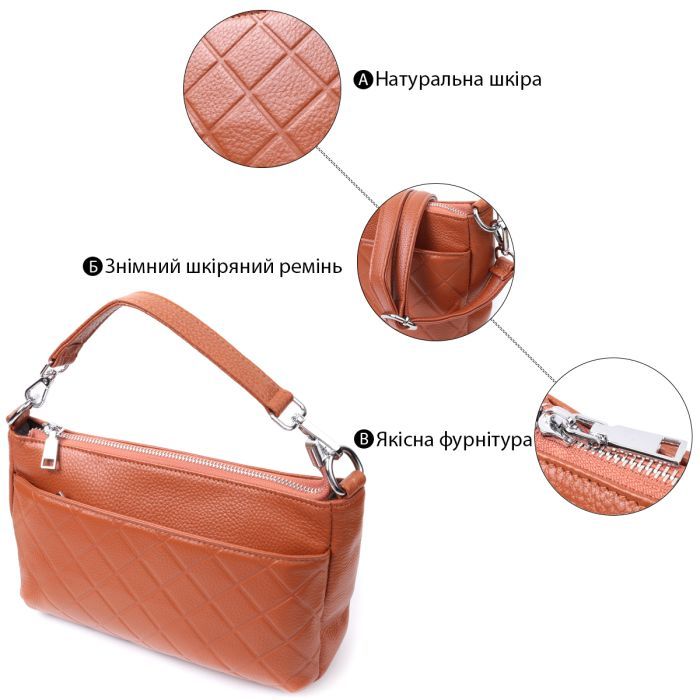 Сумка Vintage Из натуральной кожи Рыжая (22804) изображение 4