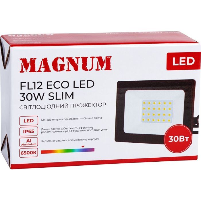 Прожектор MAGNUM FL12 ECO LED 30Вт slim 6500К IP65 (90018083) изображение 5