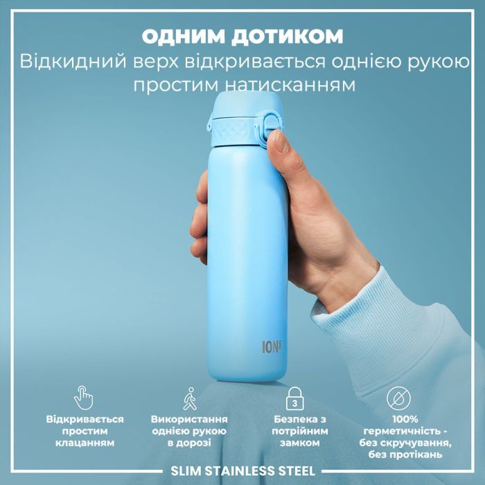 Пляшка для води ION8 OneTouch Stainless Steel 600 мл Blue (I8SS600BLU) зображення 2