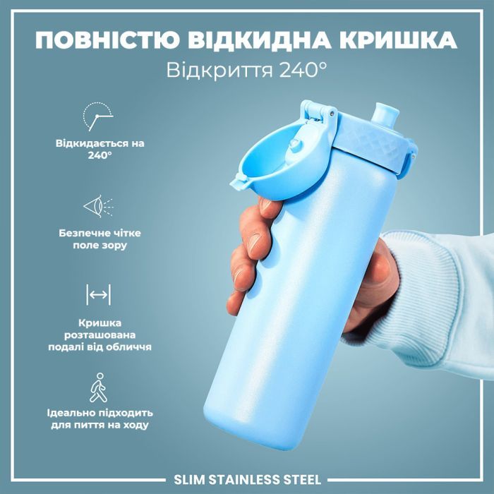 Пляшка для води ION8 OneTouch Stainless Steel 600 мл Blue (I8SS600BLU) зображення 3