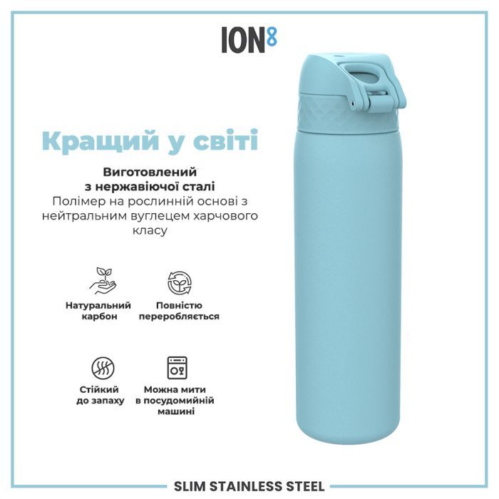 Пляшка для води ION8 OneTouch Stainless Steel 600 мл Blue (I8SS600BLU) зображення 6