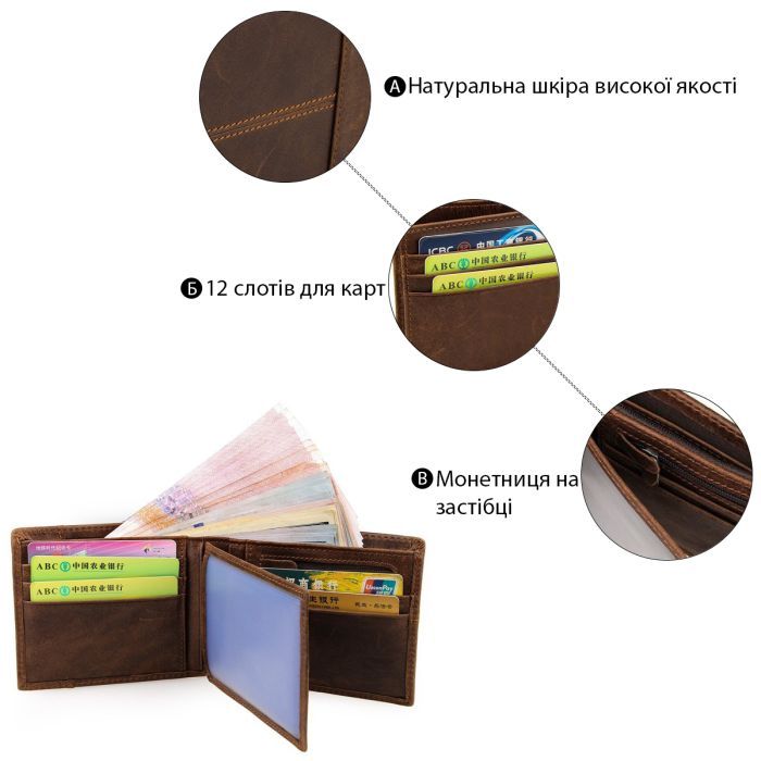 Гаманець Vintage Коричневий (14225) зображення 5