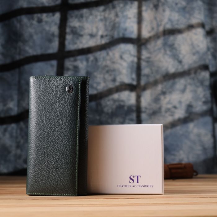 Гаманець ST Leather З натуральної шкіри Зелений (23099) зображення 11