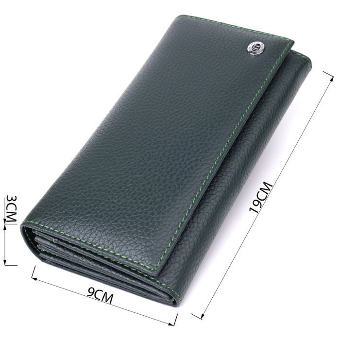 Гаманець ST Leather З натуральної шкіри Зелений (23099) зображення 3