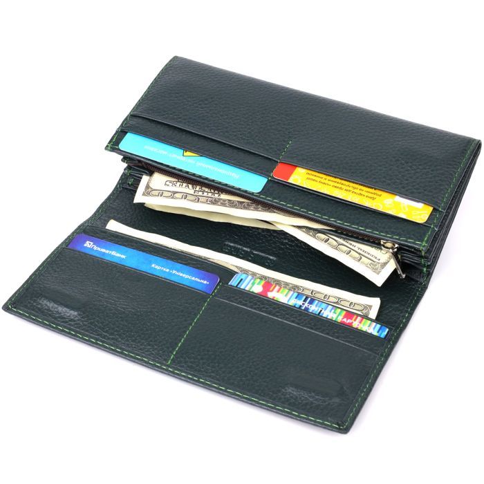 Гаманець ST Leather З натуральної шкіри Зелений (23099) зображення 6