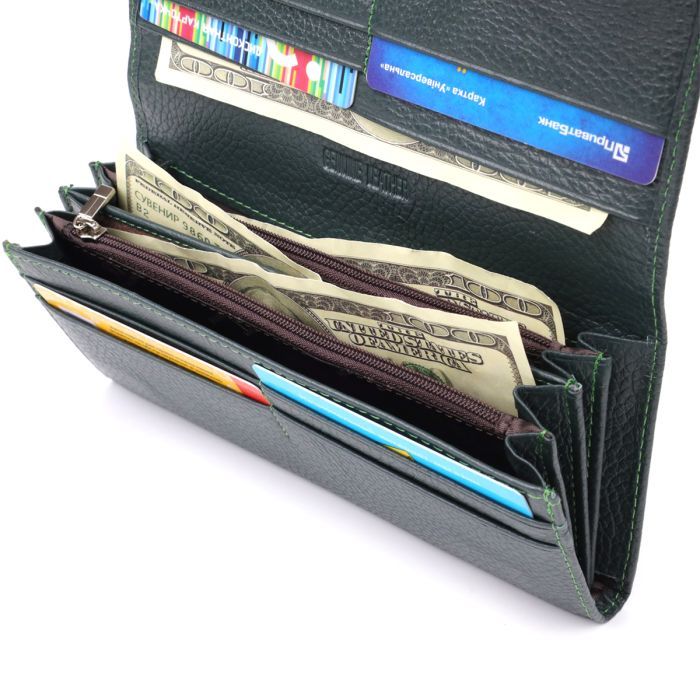 Гаманець ST Leather З натуральної шкіри Зелений (23099) зображення 7