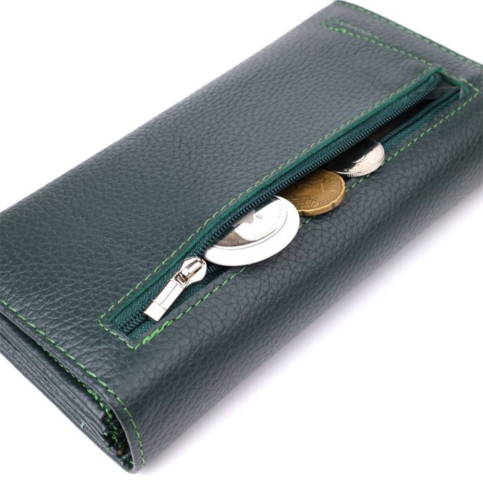 Гаманець ST Leather З натуральної шкіри Зелений (23099) зображення 8
