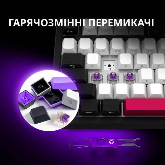 Клавиатура Lorgar KBP7075W Pro RGB Wireless/Bluetooth/USB UA Black/yellow (LRG-KBP7075W-YL-US) изображение 5