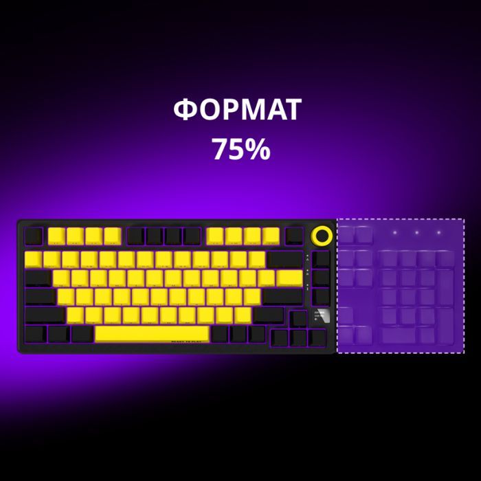 Клавиатура Lorgar KBP7075W Pro RGB Wireless/Bluetooth/USB UA Black/yellow (LRG-KBP7075W-YL-US) изображение 9