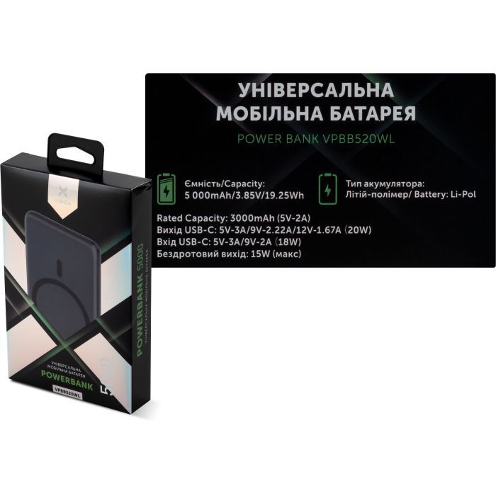 Батарея універсальна Vinga 5000 mAh 20W/15W Wireless (VPBB520WL) зображення 8