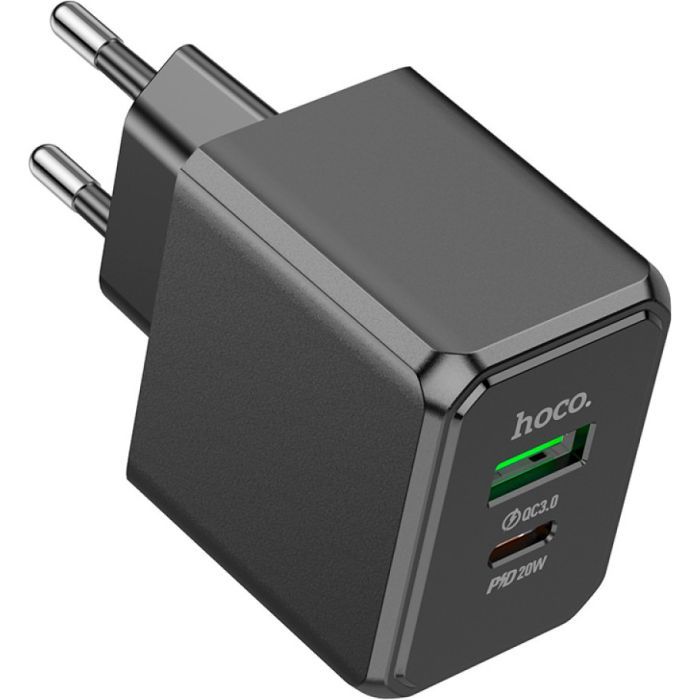 Зарядное устройство HOCO CS14A Ocean 1xUSB-C PD20W + 1xUSB QC3.0 Black (6942007603898) изображение 2