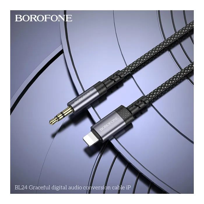 Кабель мультимедийный Lightning to 3.5mm M 1.0m grey BOROFONE (6941991118975) изображение 9