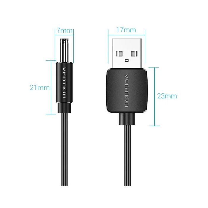 Кабель живлення USB to DC 3.5mm 5V 1.0m 2.0A black Vention (CEXBF) зображення 4