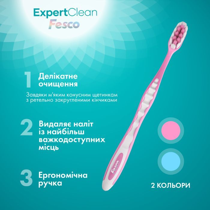 Зубная щетка Fesco Expert Clean Extra Soft Голубая 1 шт. + Розовая 1 шт. (4820204702311) изображение 2