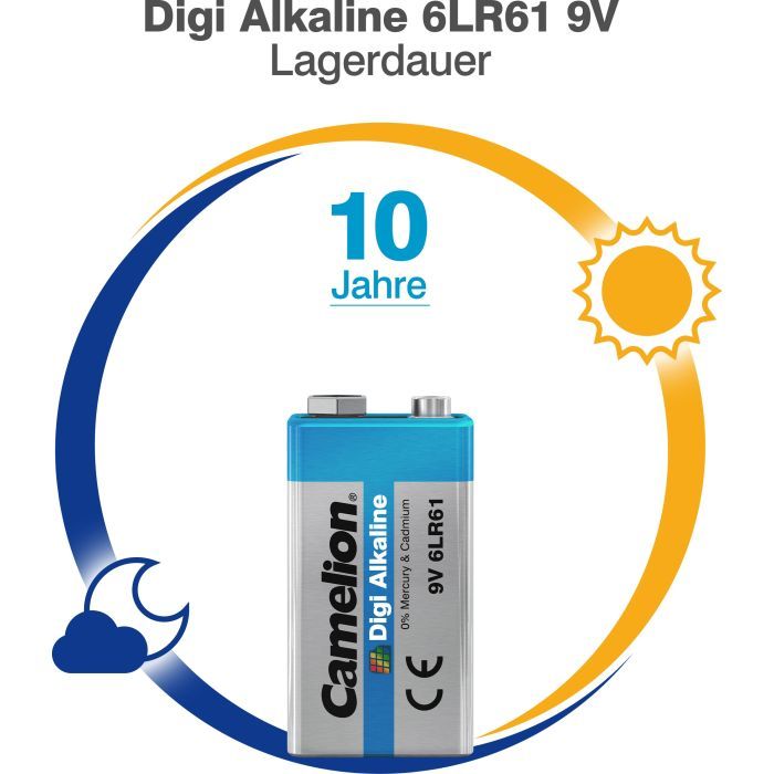 Батарейка Camelion Крона 6LR61 9V Digi Alkaline * 1 (6LR61-BP1DG) изображение 5