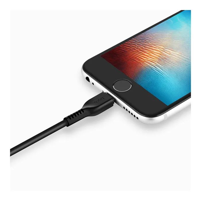 Дата кабель USB 2.0 AM to Lightning 1.0m 2.4A black HOCO (6957531061144) изображение 3