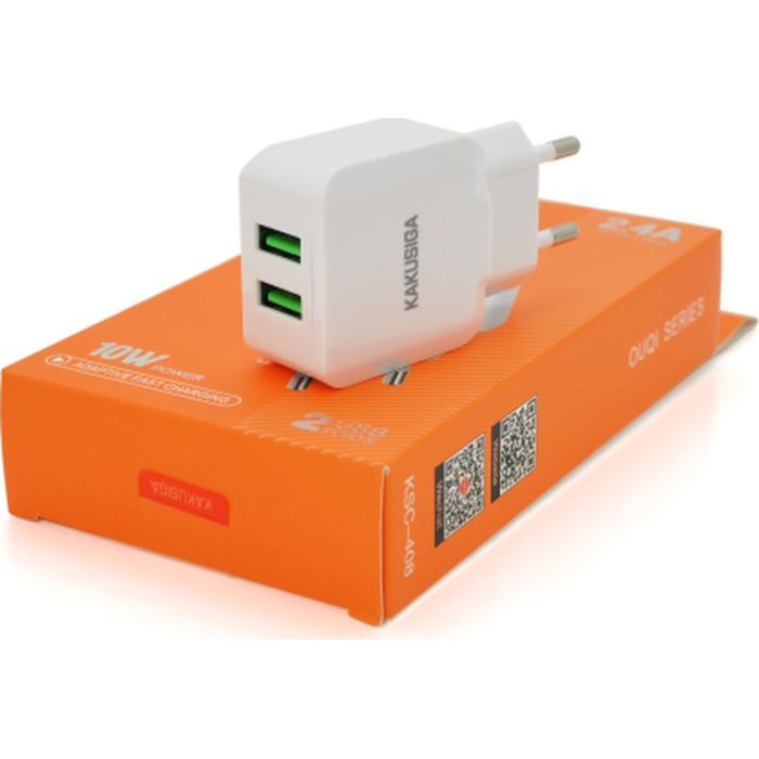 Зарядное устройство KAKUSIGA 2xUSB 2.4A 12W white (KSC-408-OUQI)