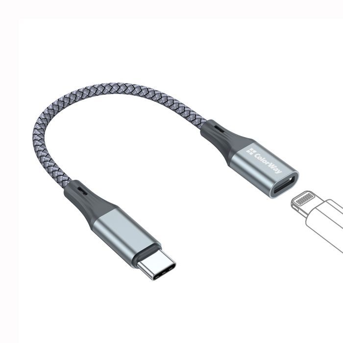Перехідник USB-C M to Lightning F 0.17m gray ColorWay (CW-AD-CL) зображення 3