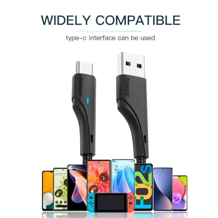 Дата кабель USB 2.0 AM to USB-C 3.0m black Essager (EXCT-LSC01) зображення 9