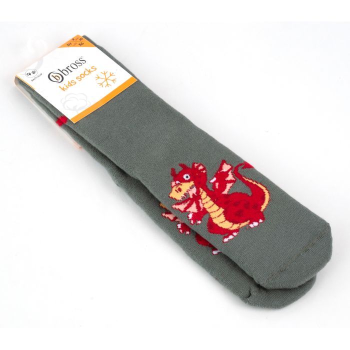 Шкарпетки дитячі Bross махрові з драконом (9898-8-10-green) зображення 2