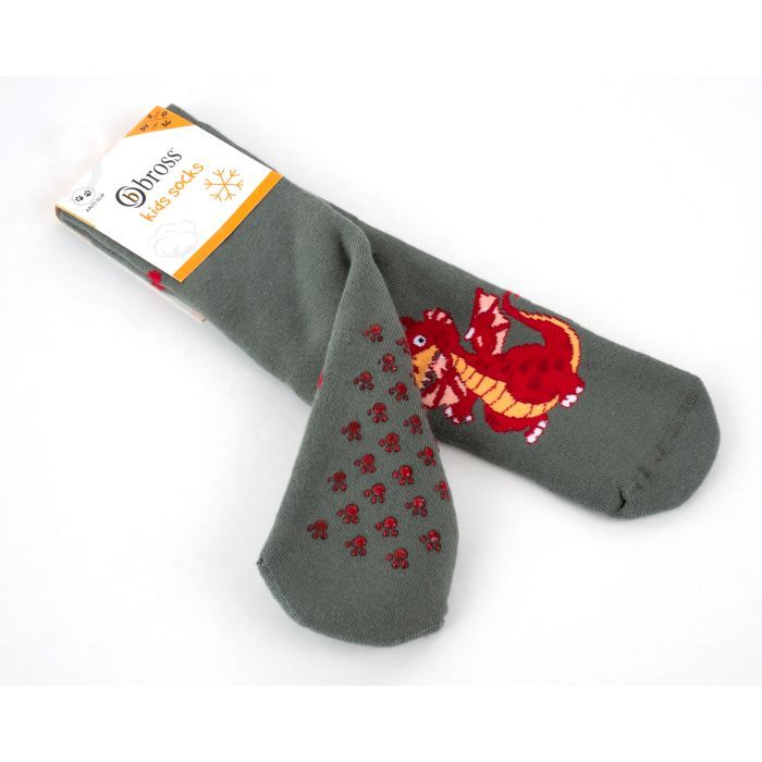 Шкарпетки дитячі Bross махрові з драконом (9898-8-10-green) зображення 3