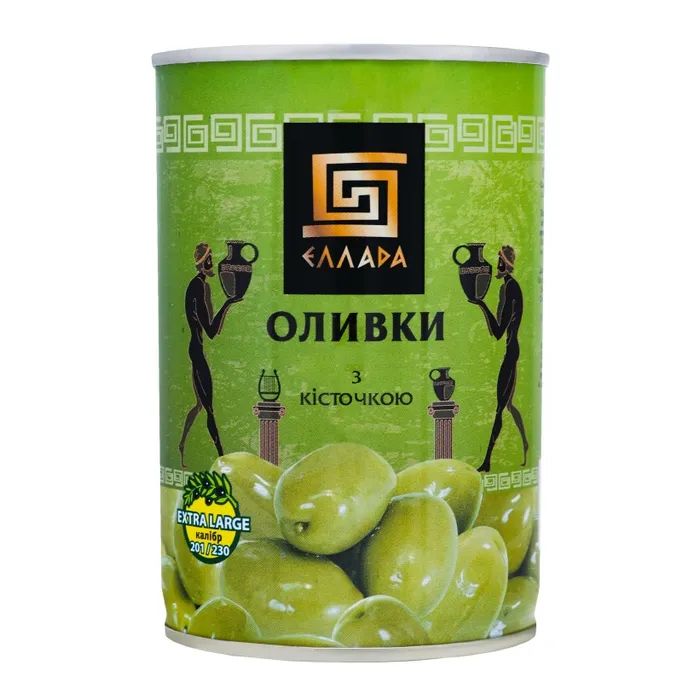 Овочева консервація Ellada Оливки з кісточкою 420 мл ж/б ключ (5202152520015)