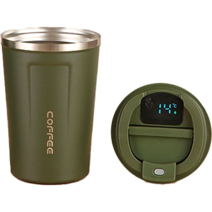 Термокружка Merlion з LED дисплеєм 380 мл, зелена (Termo-304LED-380Green)