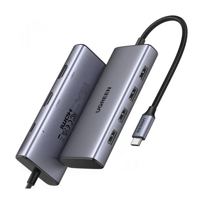 Порт-реплікатор Ugreen Dock CM498 USB 3.0 Type-C -> 1хUSB-A 3.0/3хUSB-A 2.0/2xHDMI 4K 30Гц PD (35897) зображення 2