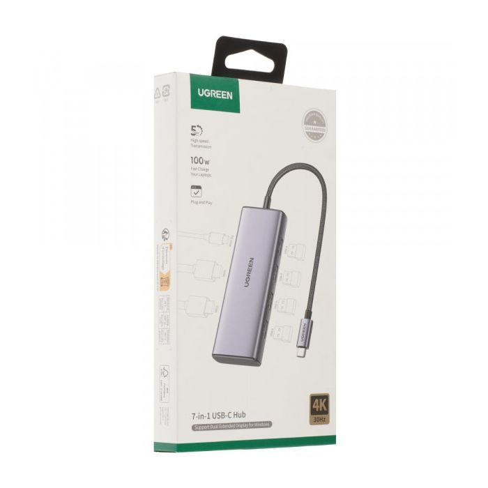 Порт-реплікатор Ugreen Dock CM498 USB 3.0 Type-C -> 1хUSB-A 3.0/3хUSB-A 2.0/2xHDMI 4K 30Гц PD (35897) зображення 3