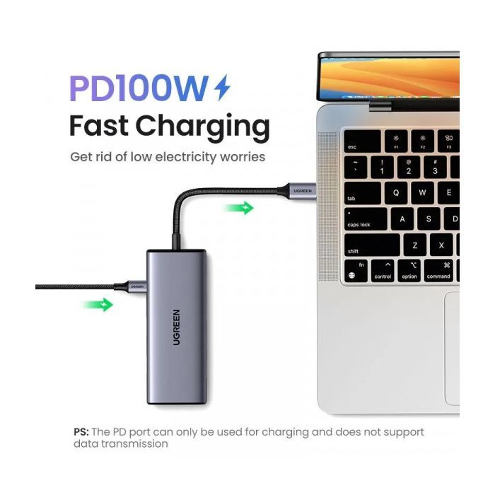 Порт-реплікатор Ugreen Dock CM498 USB 3.0 Type-C -> 1хUSB-A 3.0/3хUSB-A 2.0/2xHDMI 4K 30Гц PD (35897) зображення 7