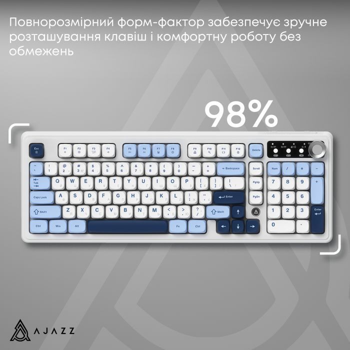 Клавиатура Ajazz AF98 Plus Wireless/Bluetooth/USB UA White/Blue (AF98-PLUS-GB) изображение 8