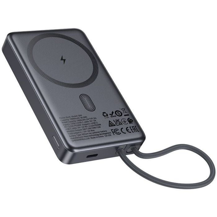 Батарея універсальна HOCO 10000 mAh Origen Dual PD/20W Magnetic with cable Type-C Metal Gray (Q44 / 714983) зображення 4