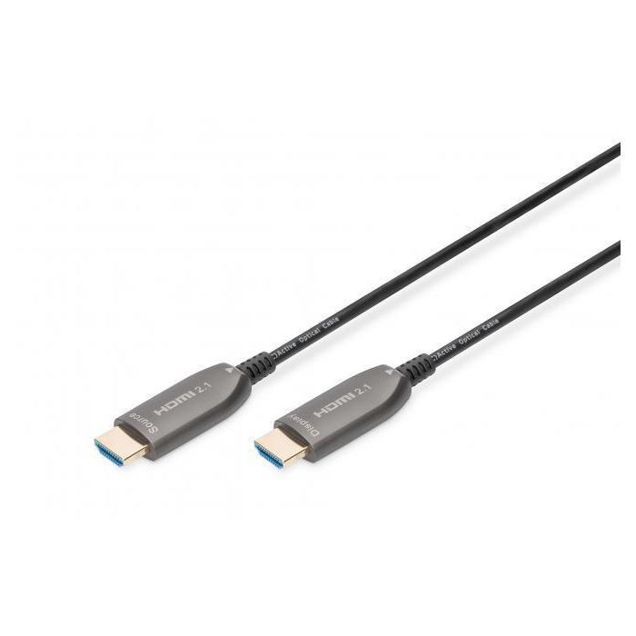 Кабель мультимедийный HDMI M to HDMI M 20m 8K AOC hybrid-fiber black Digitus (AK-330126-200-S)