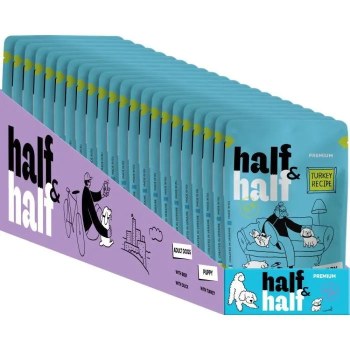 Вологий корм для собак Half&Half шматочки індички в соусі 100 г (4820261921212) зображення 3