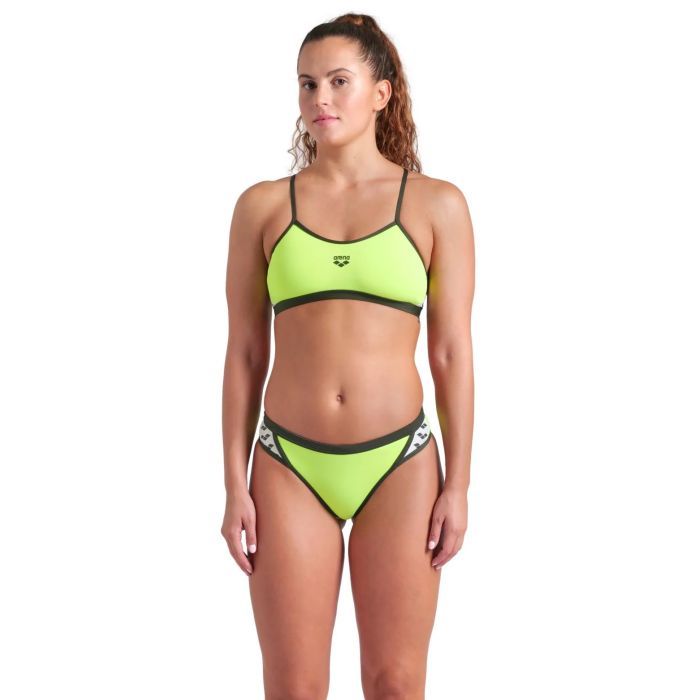 Купальник Arena Icons Bikini Cross Back Solid 005037-660 салатовий 38 (3468337529248)