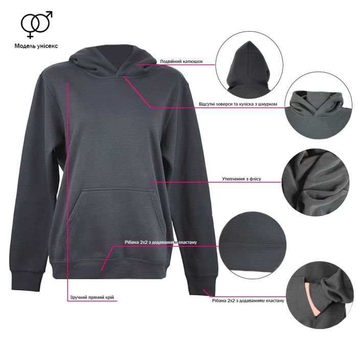 Худі NikiBo Urban сірий L (10090301-07L) зображення 3