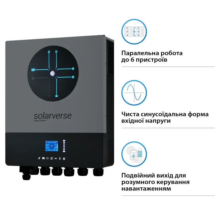 Солнечный инвертор Solarverse Ampere Double 8kW 48V 1 MPPT 220V 1ф (SV8048AD) изображение 3