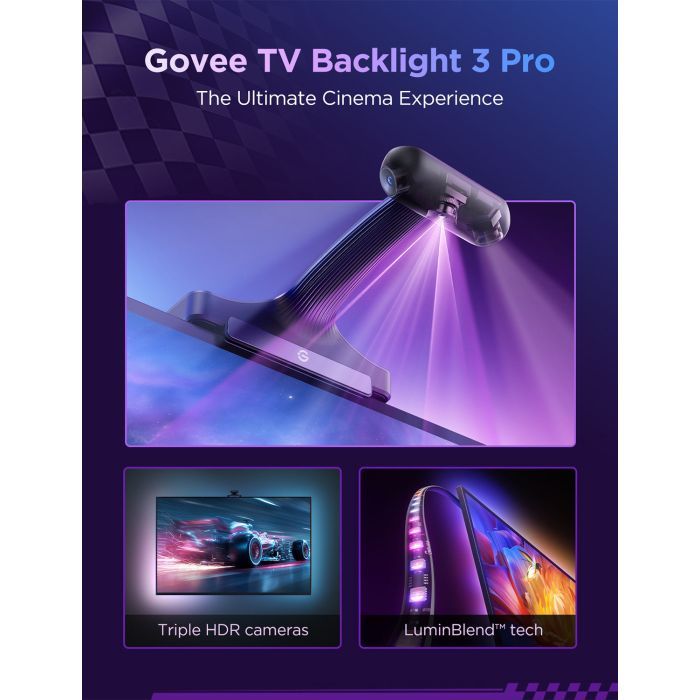 Светодиодная лента Govee Набір R2A81 Three-cameraTV Backlight 75-85'', RGBIC, WI-FI/Bluetooth, чорний (R2A81C11) изображение 3