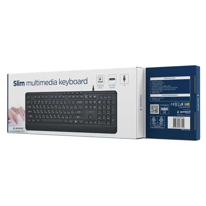 Клавіатура Gembird Slim Multimedia USB Black (KB-MCH-05-CYRL) зображення 6