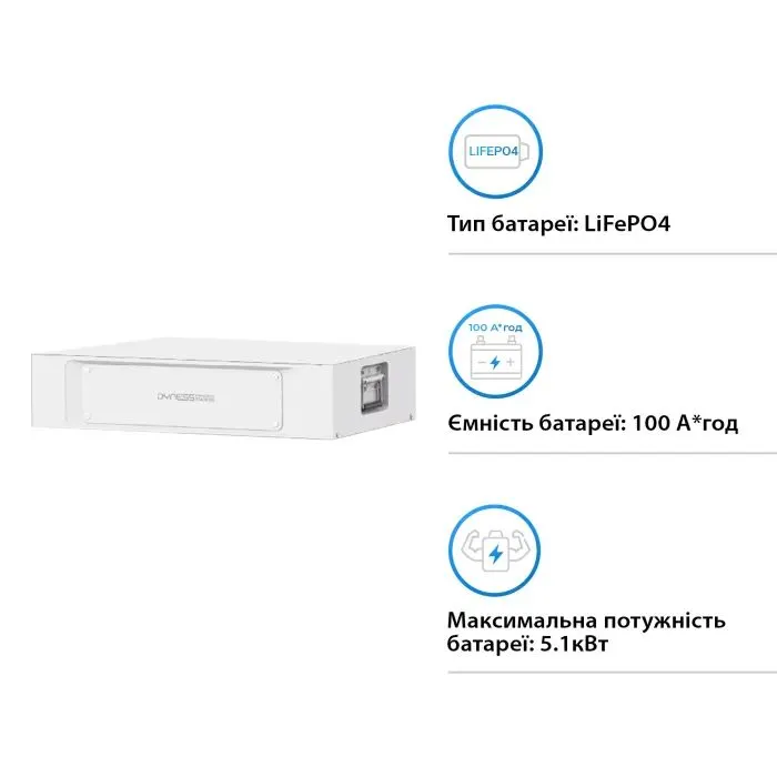 Батарея LiFePo4 Dyness STACK100 S51100 51.2V 100Ah 5.12kWh без BMS (S51100) изображение 2