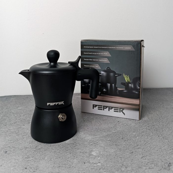 Гейзерная кофеварка Pepper Чорна Перлина 100 мл (PR-2242) изображение 3