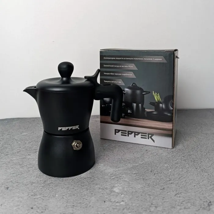 Гейзерная кофеварка Pepper Чорна Перлина 50 мл (PR-2241) изображение 3
