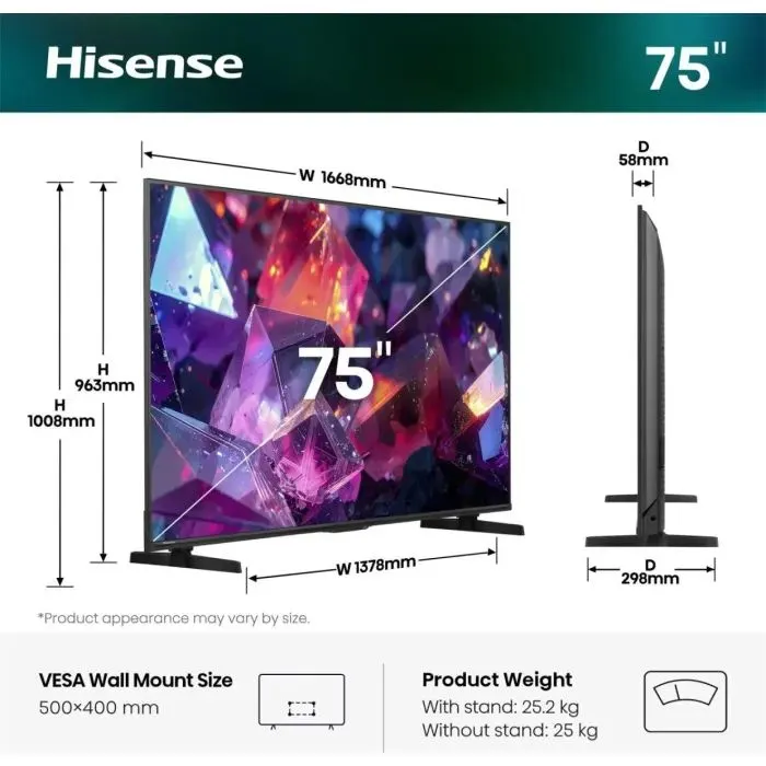 Телевізор Hisense 75E7S PRO зображення 2