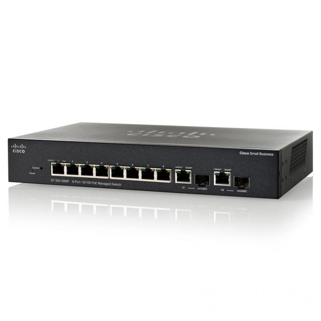 Комутатор мережевий Cisco SF302-08MP (SRW208MP-K9-EU)