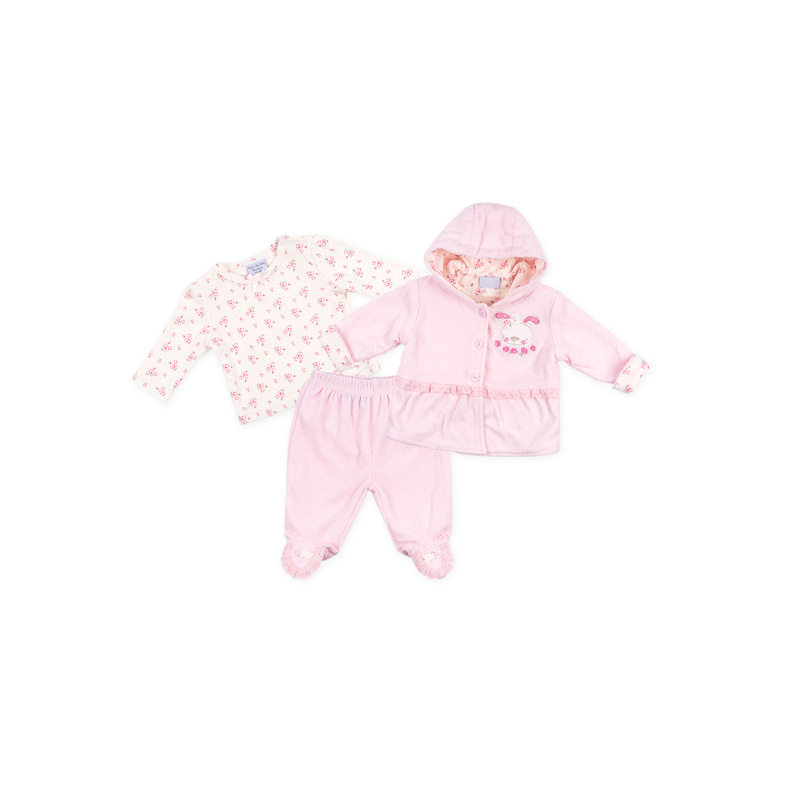 Набор детской одежды Luvena Fortuna велюровый розовый с кроликом (EP6149.0-3)