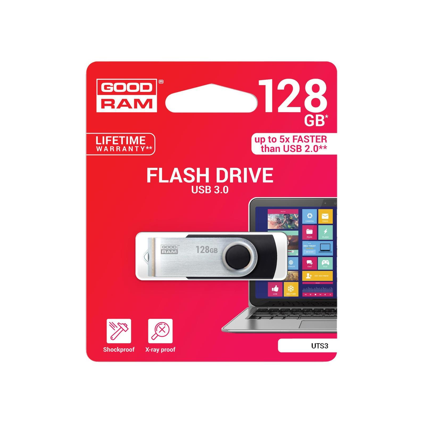 USB флеш накопитель Goodram 128GB UTS3 Twister Red USB 3.0 (UTS3-1280R0R11) изображение 3