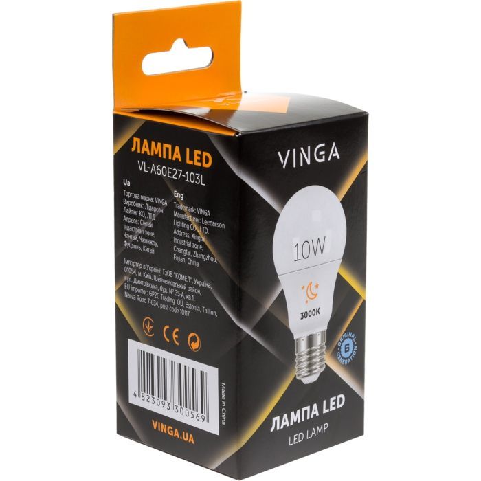 Лампочка Vinga VL-A60E27-103L зображення 2